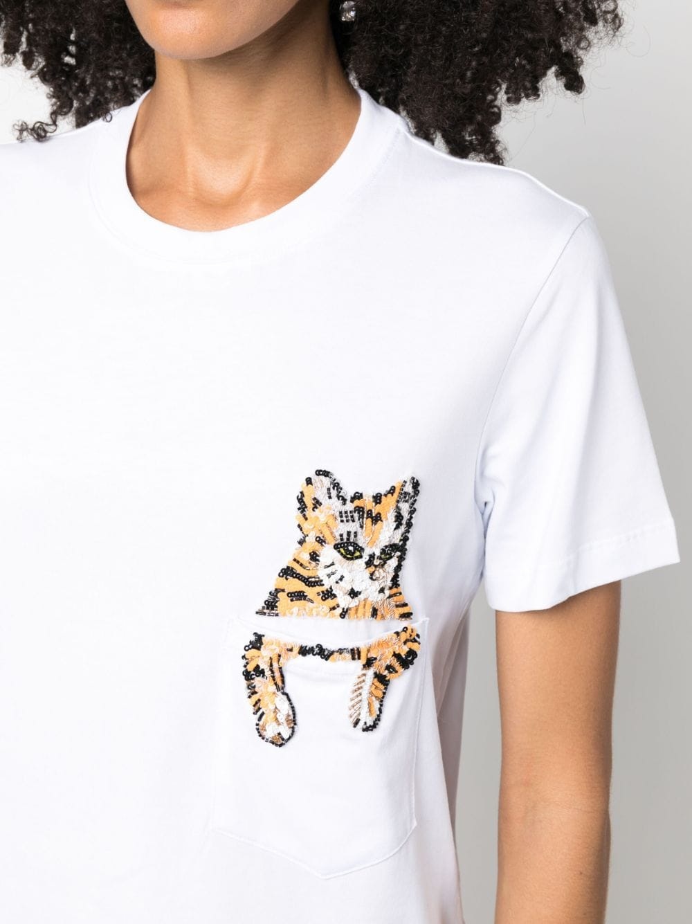 cat-embellished cotton T-shirt - 5
