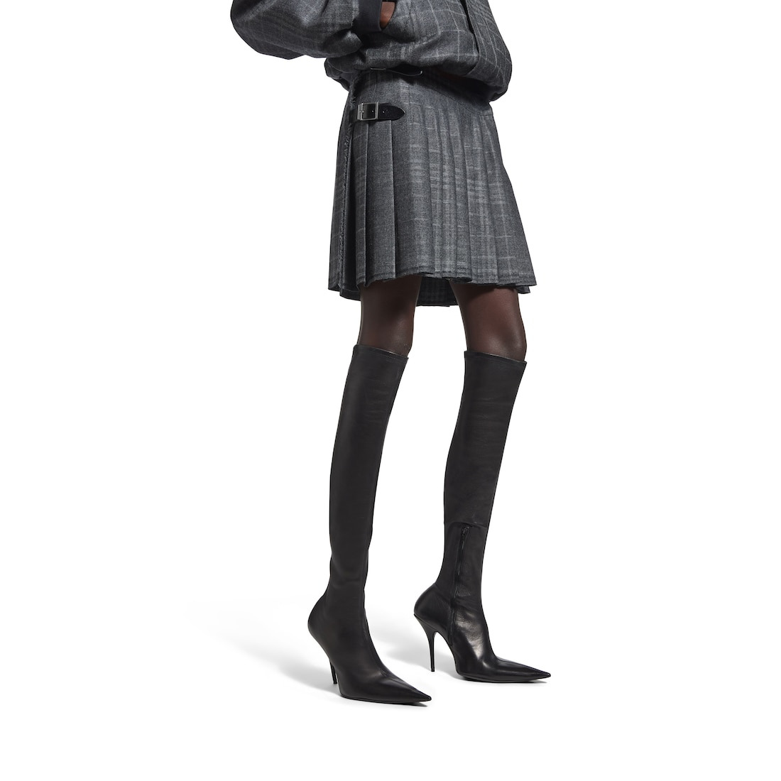 Women's Pleated Mini Skirt in Grey - 5