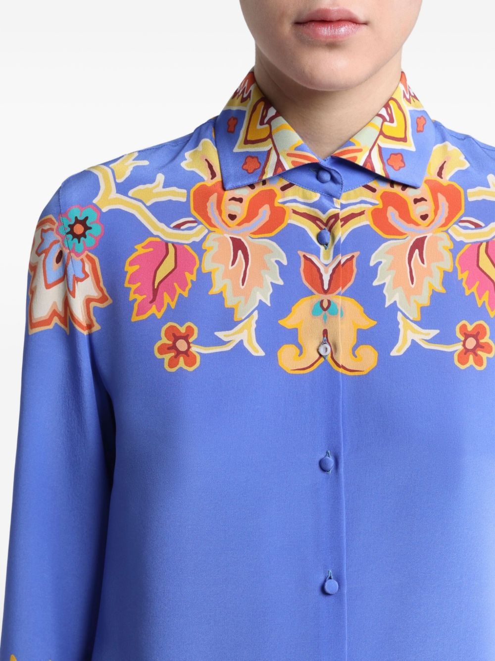 floral-print crepe de Chine shirt - 5