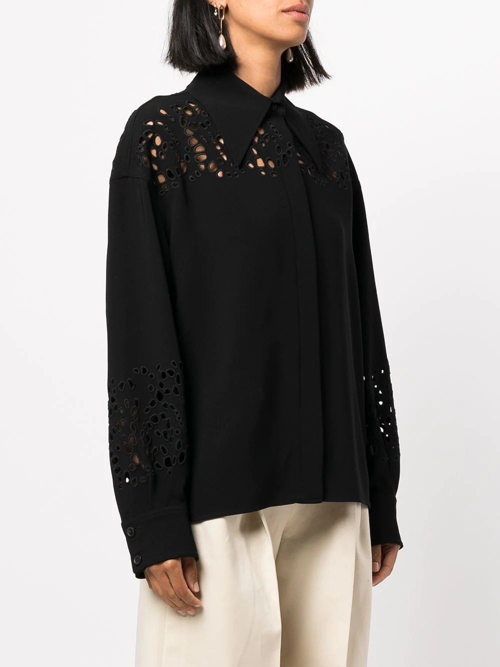 broderie anglaise crepe shirt - 3