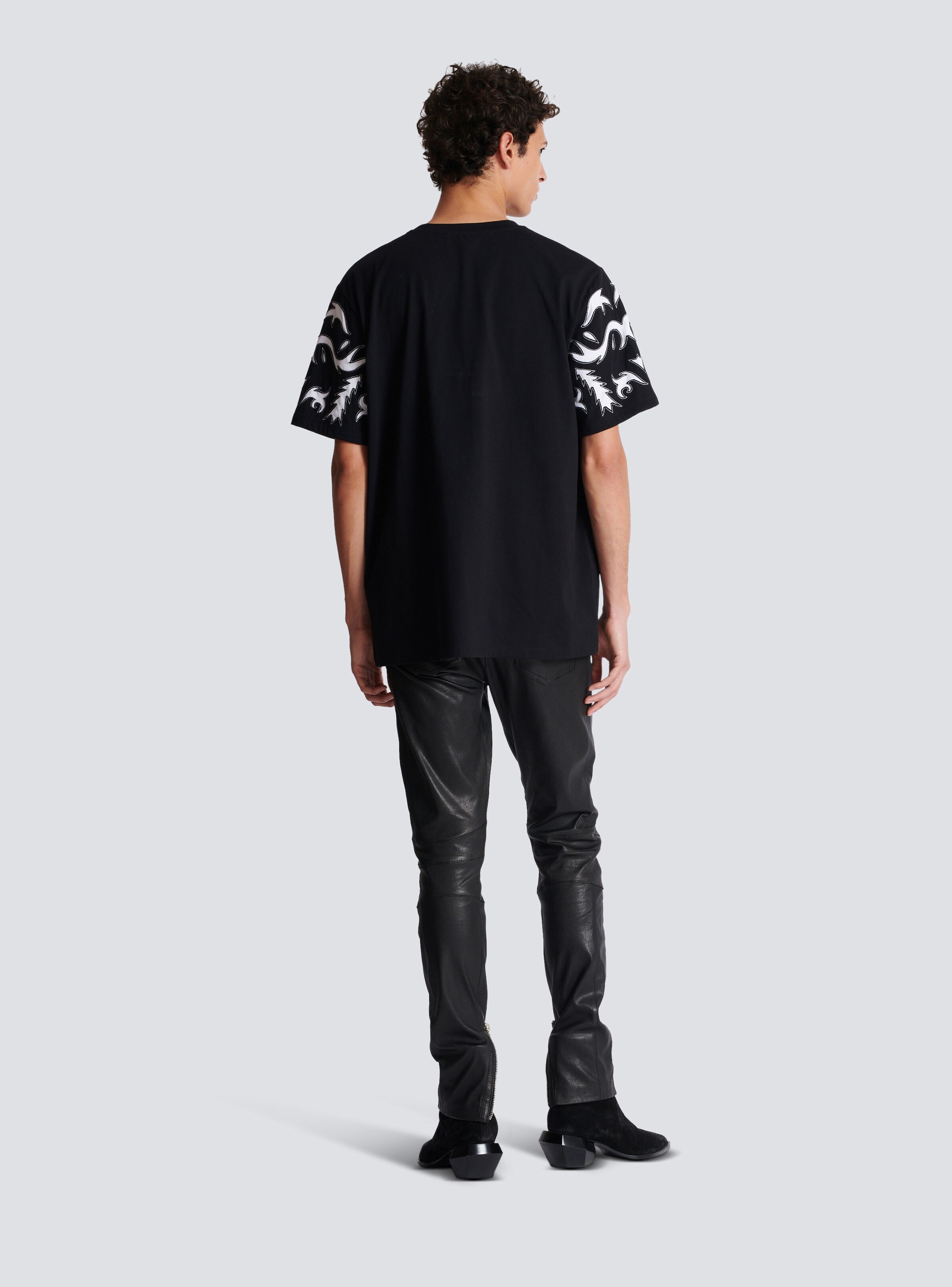 Oversized T-shirt with laser-cut Baroque print - 4