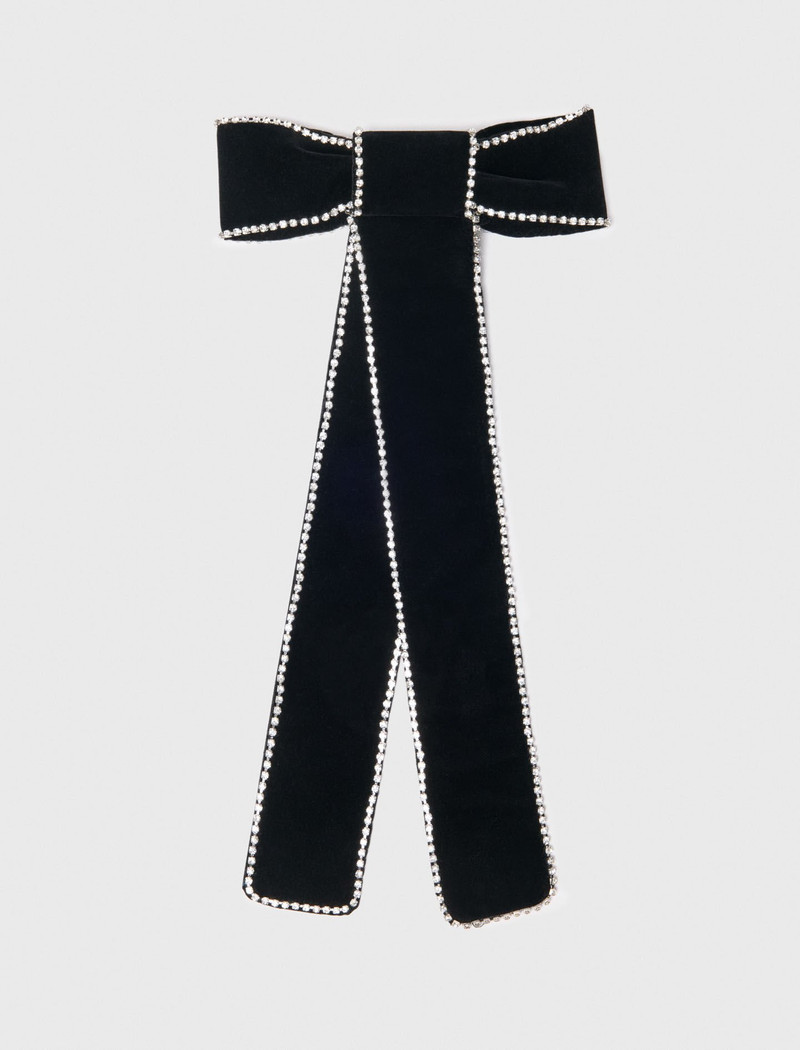 Rhinestone velvet bow barrette 8