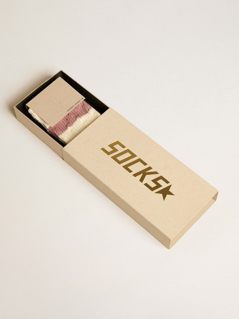 Golden Goose Socks in aged white with multicolor stripes outlook
