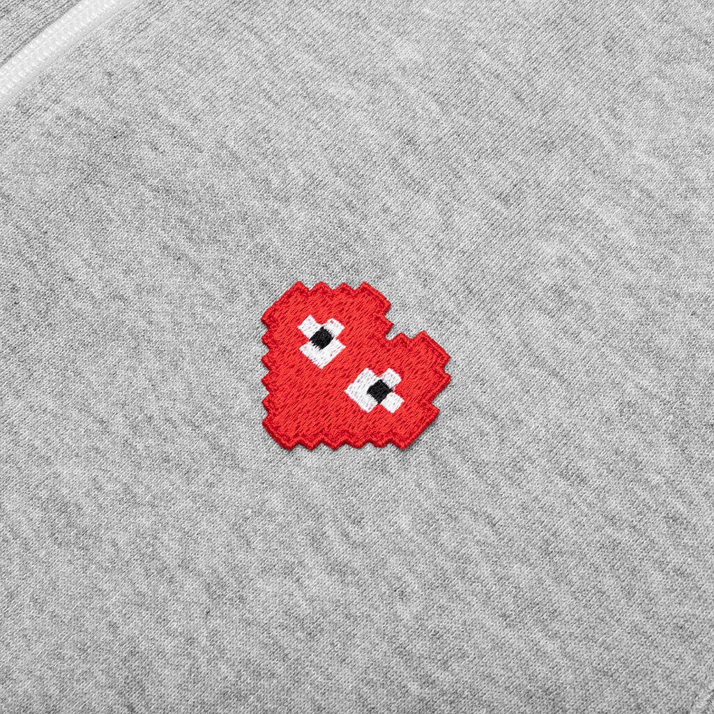 COMME DES GARCONS PLAY X THE ARTIST INVADER WOMEN'S HOODED SWEATSHIRT - TOP GREY - 3