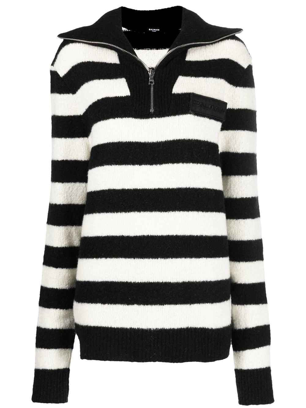 horizontal stripe knitted quarter-zip jumper - 1