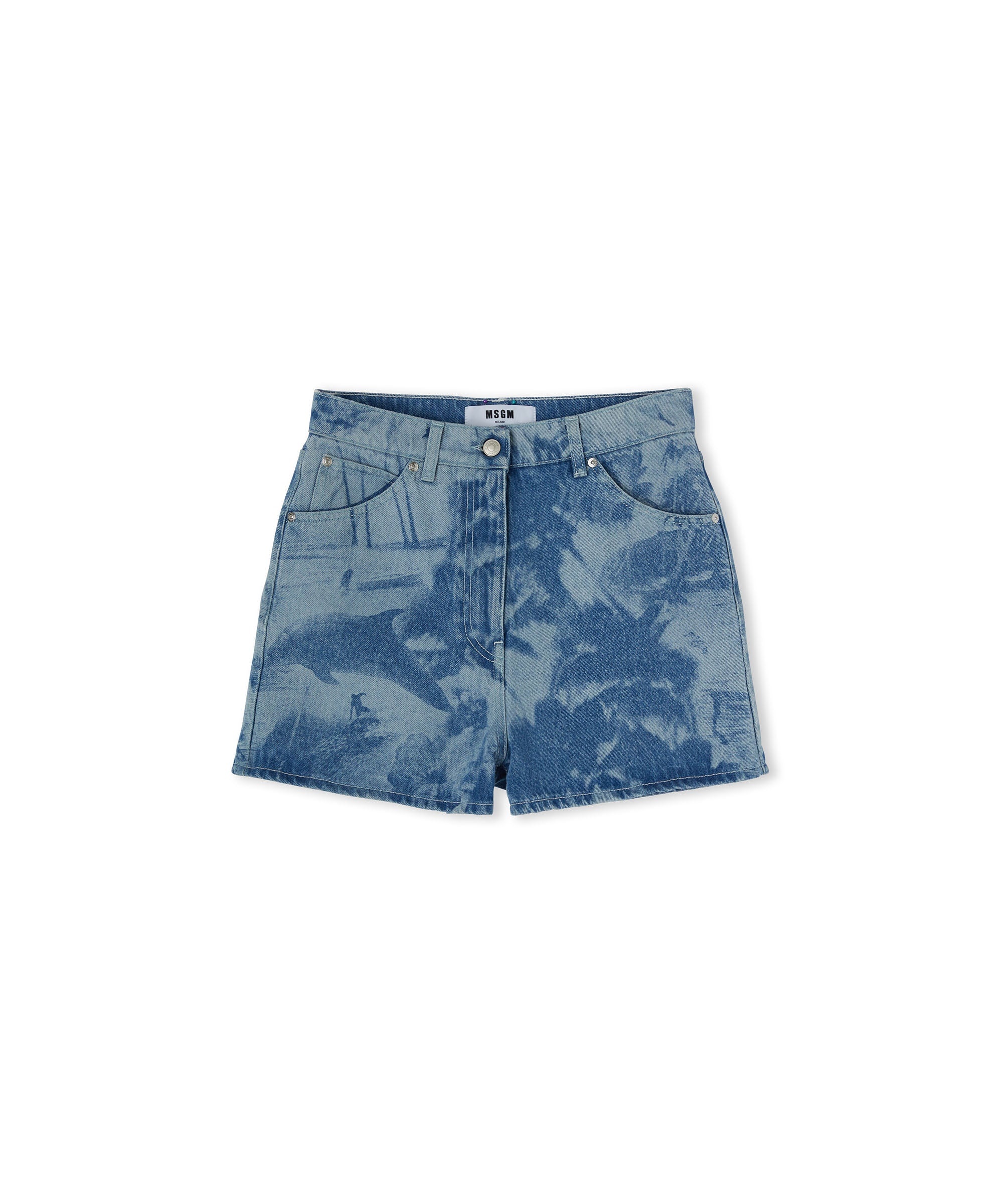 Denim shorts with laser "Surfer" processing - 1