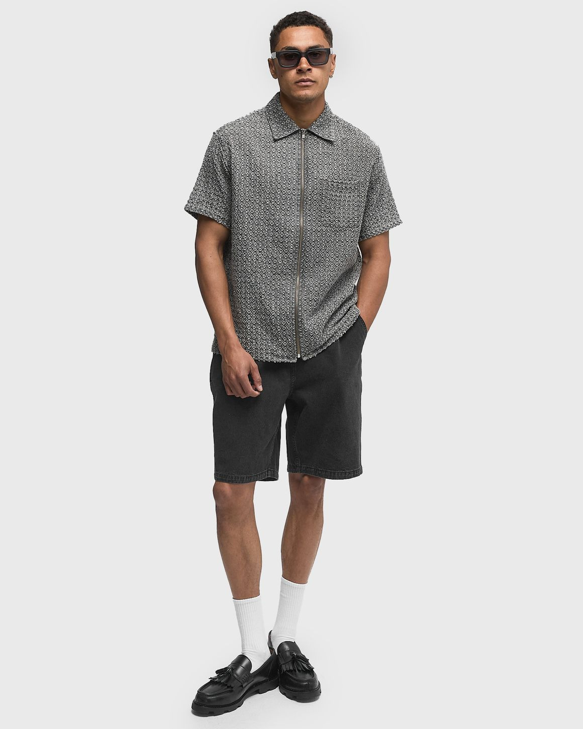 Damaged Denim Zip S/S Shirt - 2