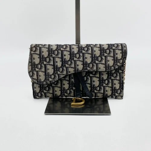 Christian - Christian Dior Navy Oblique Saddle Chain Pouch Small S5614CTZQ M928 - 1