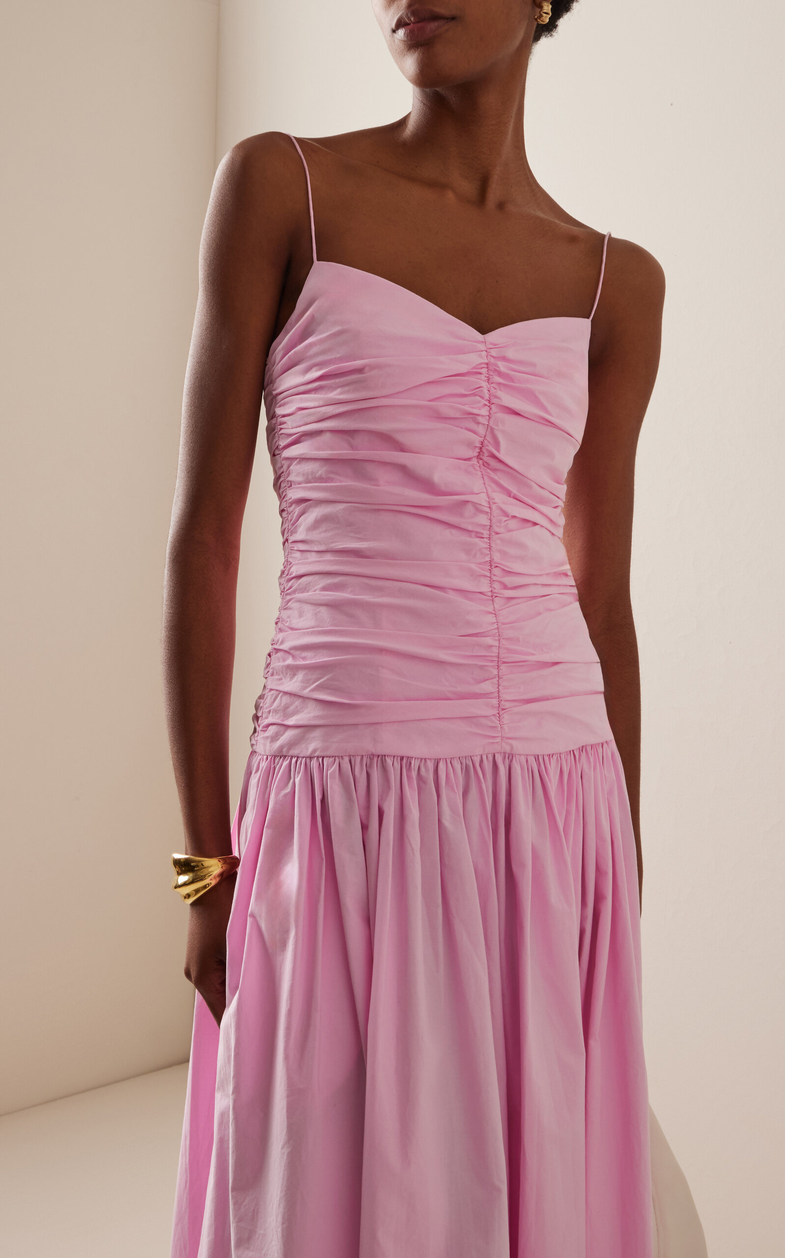 Exclusive Gathered Cotton Drop-Waist Dress pink - 3