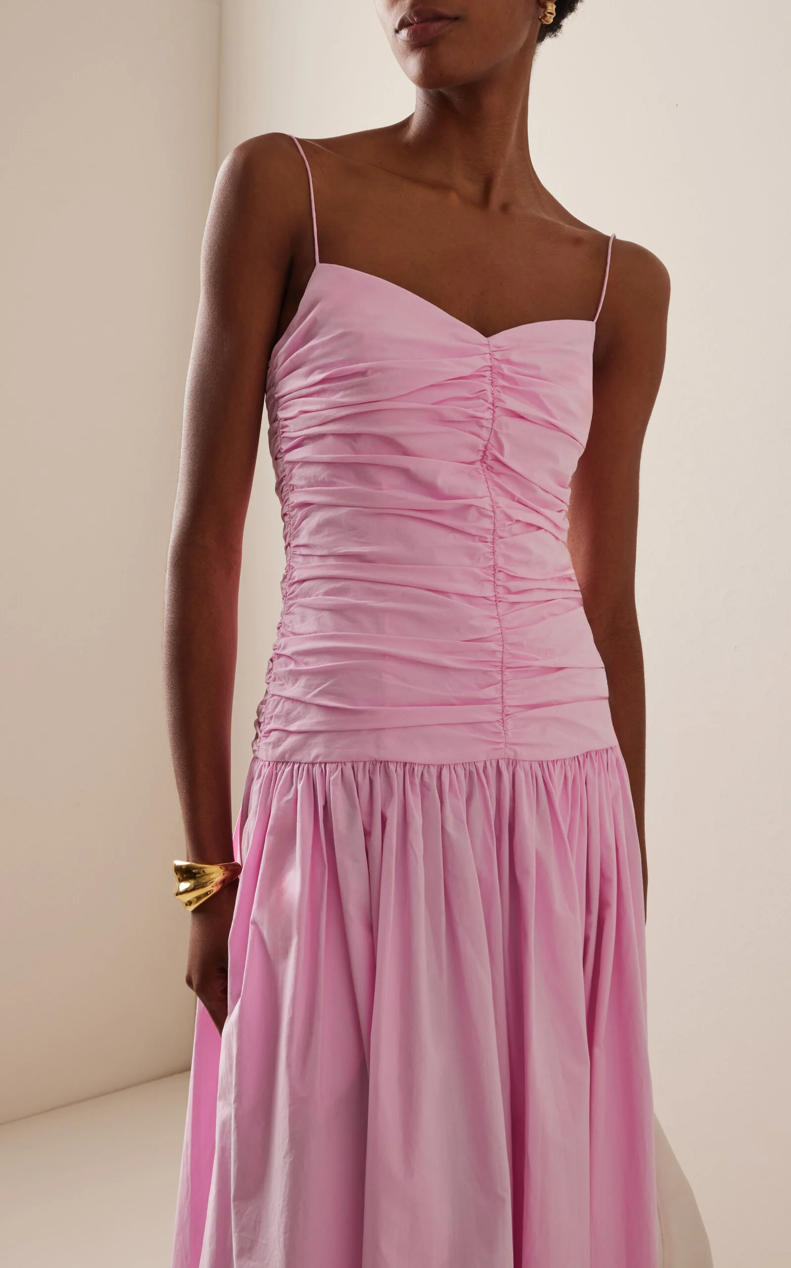 MATTEAU Exclusive Gathered Cotton Drop-Waist Dress pink | REVERSIBLE MATTEAU Exclusive Gathered Cotton Drop-Waist Dress pink | REVERSIBLE