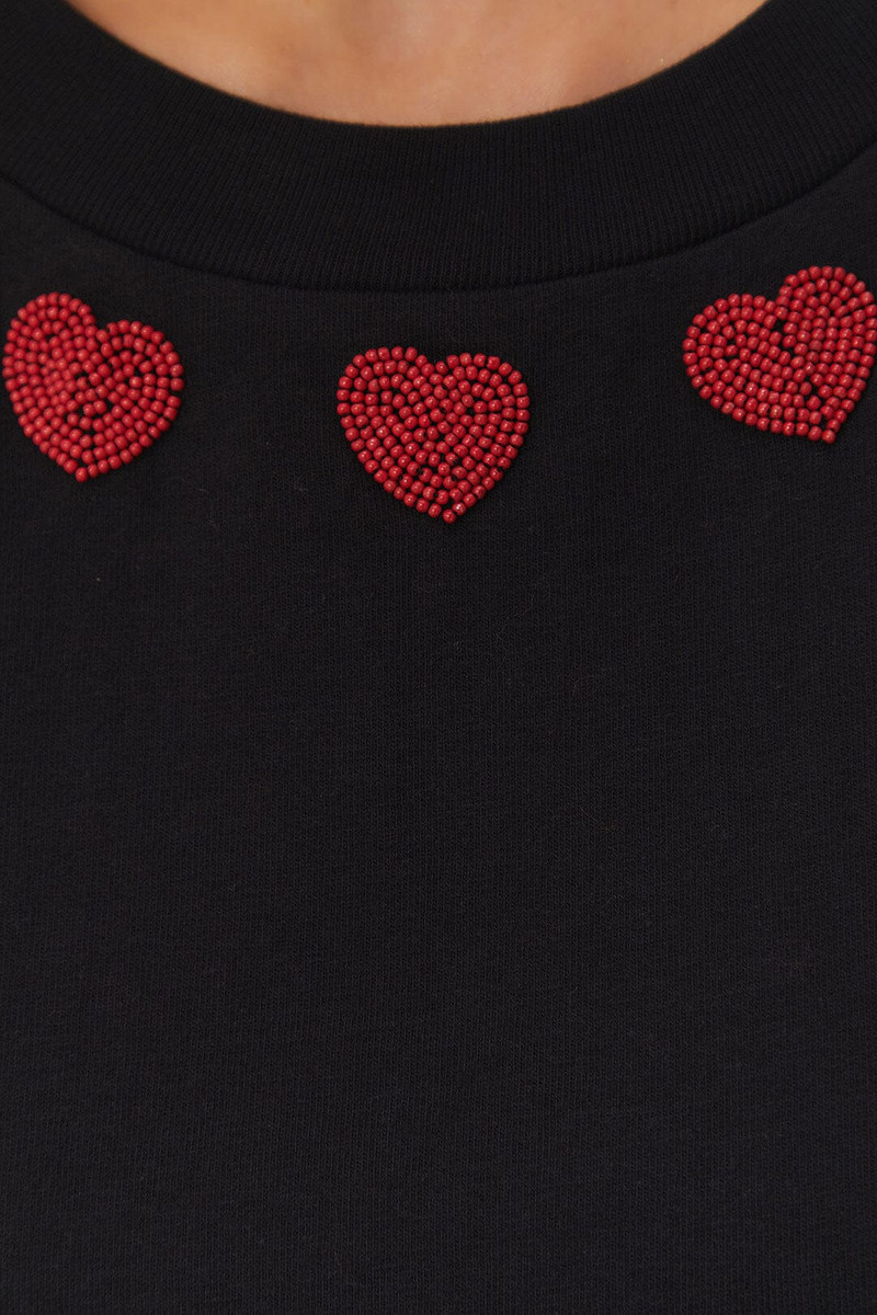 Black Beaded Hearts T-Shirt 4