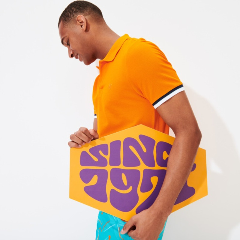 Men Cotton Pique Polo Shirt Solid 6