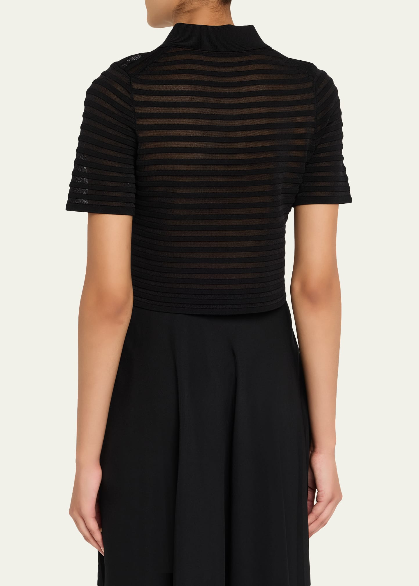 Larken Short-Sleeve Sheer Stripe Cardigan - 3