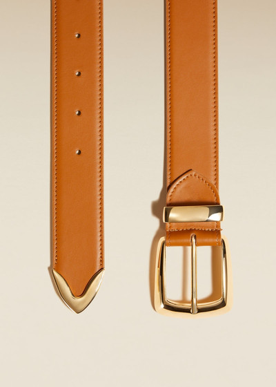KHAITE The Bruno Belt in Nougat Leather with Gold outlook