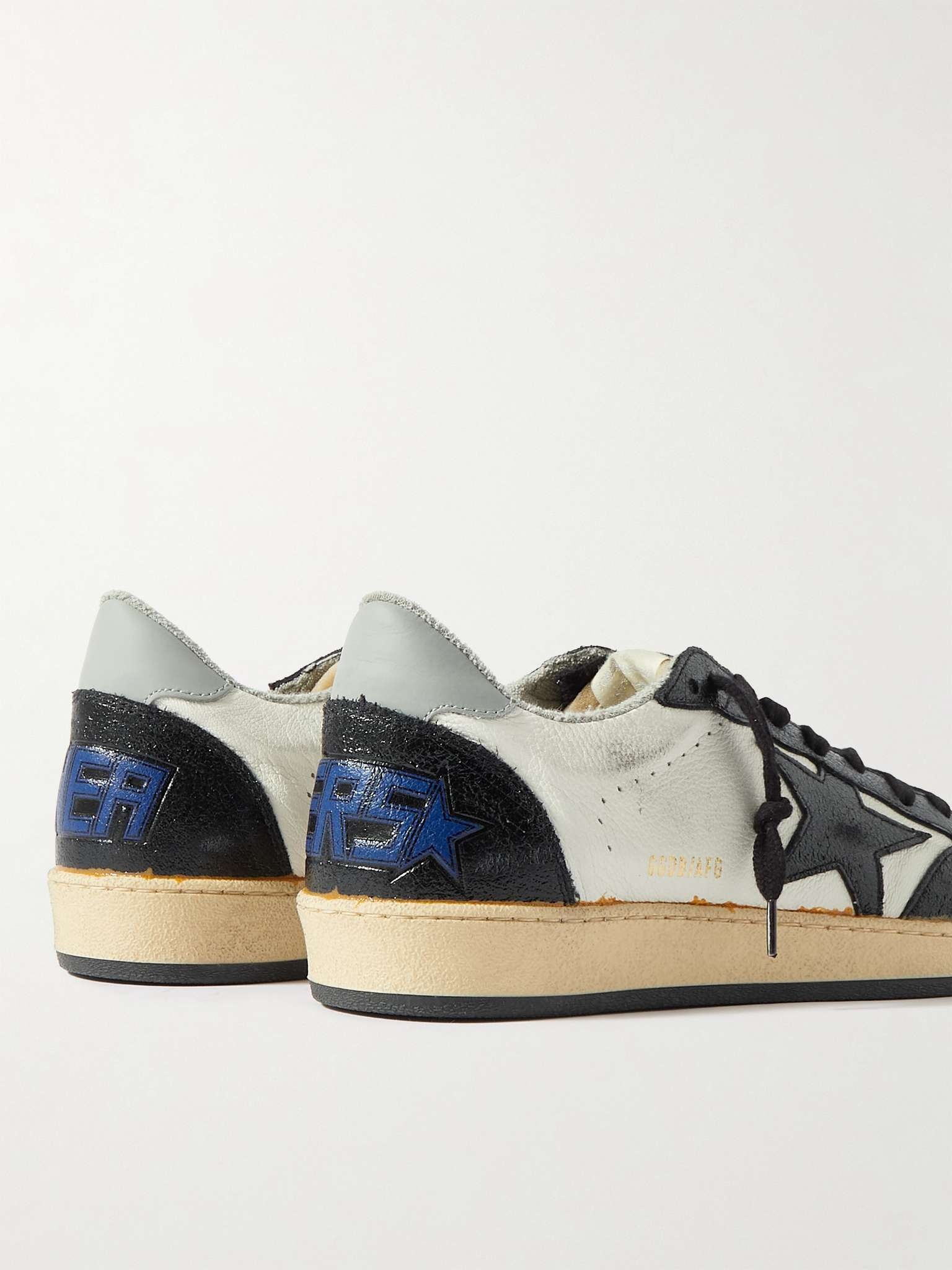Ball Star Distressed Leather and Shell Sneakers - 5