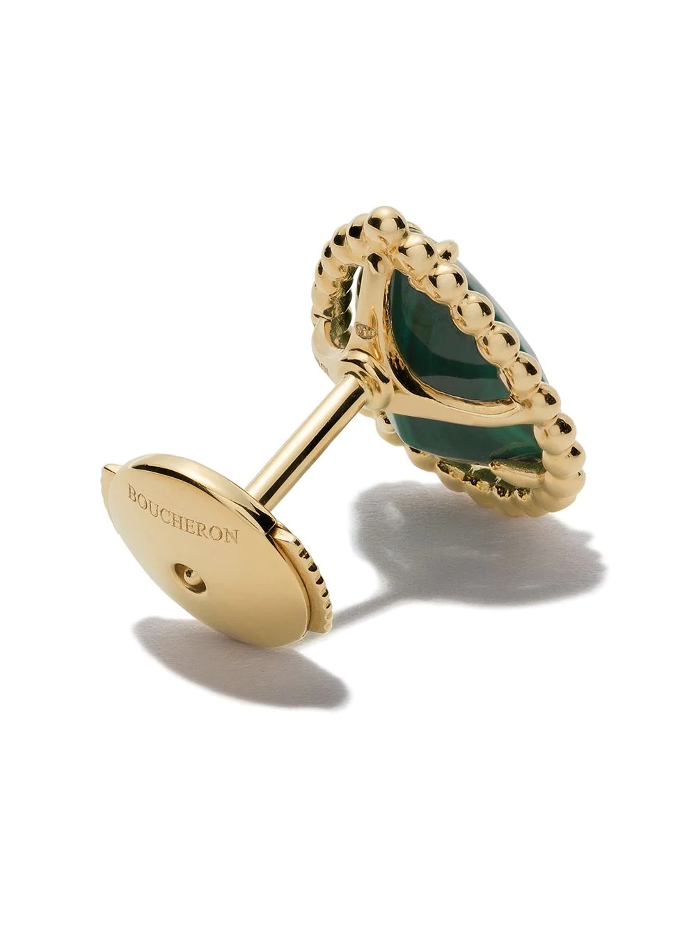 18kt yellow gold Serpent Bohème  malachite S motif teardrop stud earrings - 4