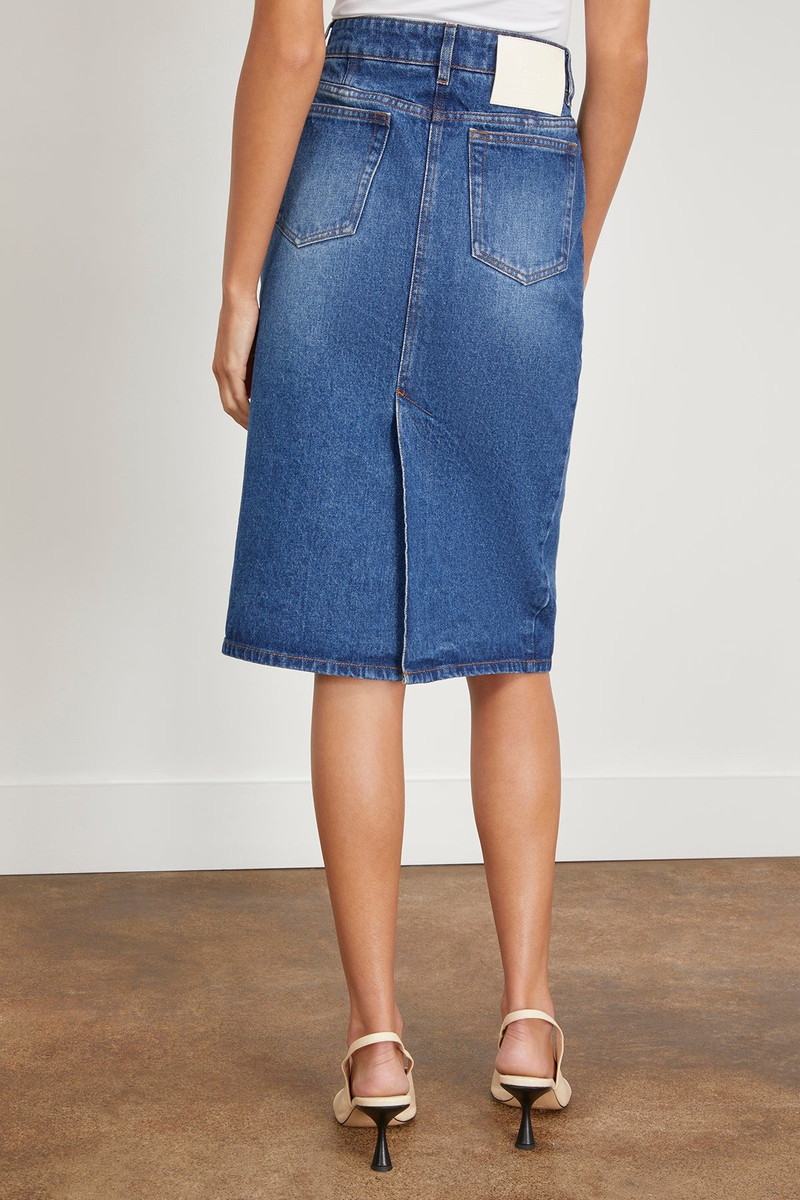 Pencil Skirt in Used Indigo Denim 4