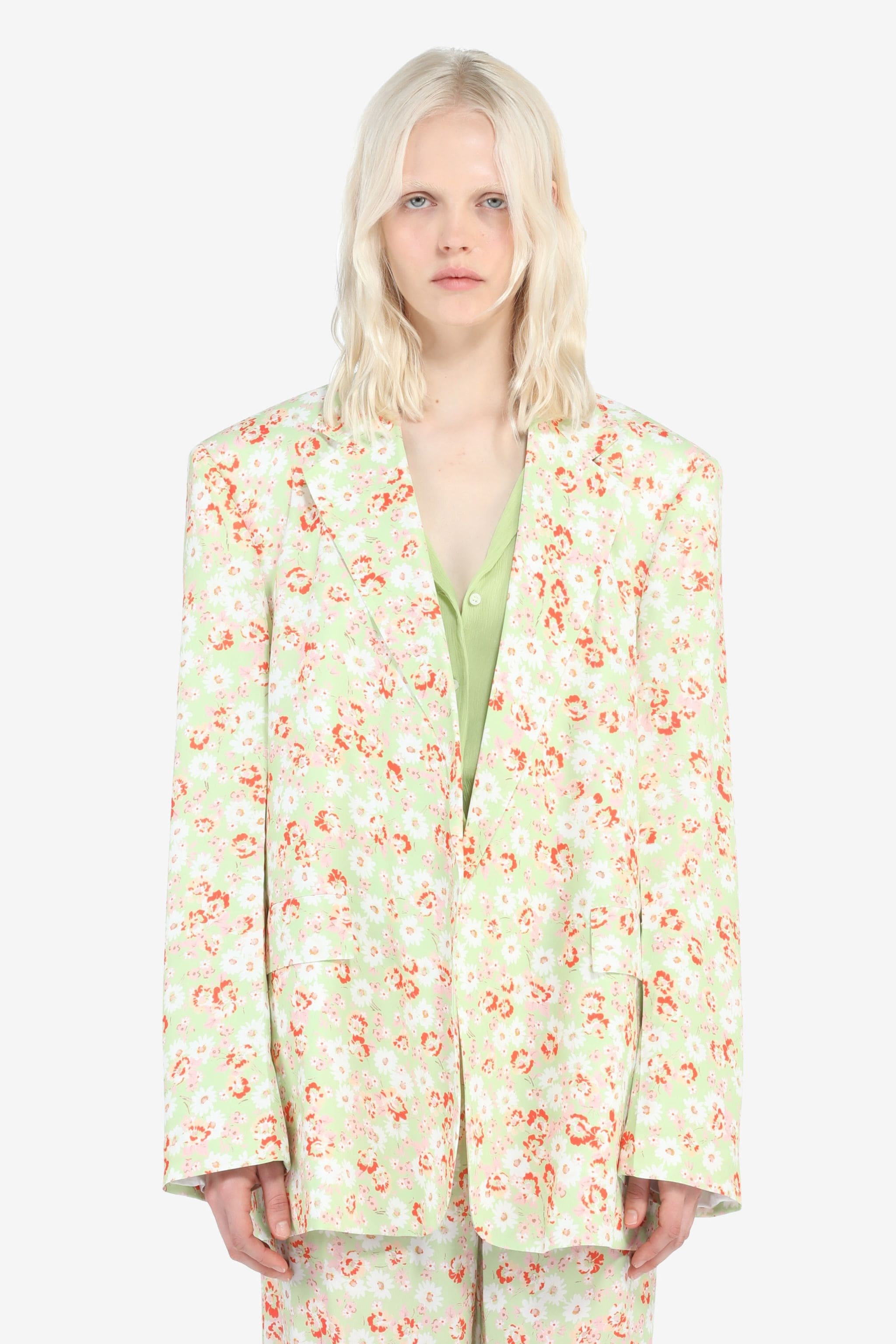 FLORAL-PRINT SINGLE-BREASTED BLAZER - 1