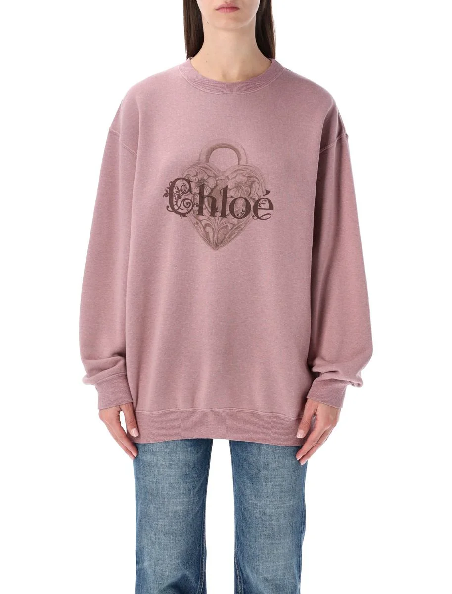 Chloé Pink Chiné Fleece Oversized Sweatshirt - 1