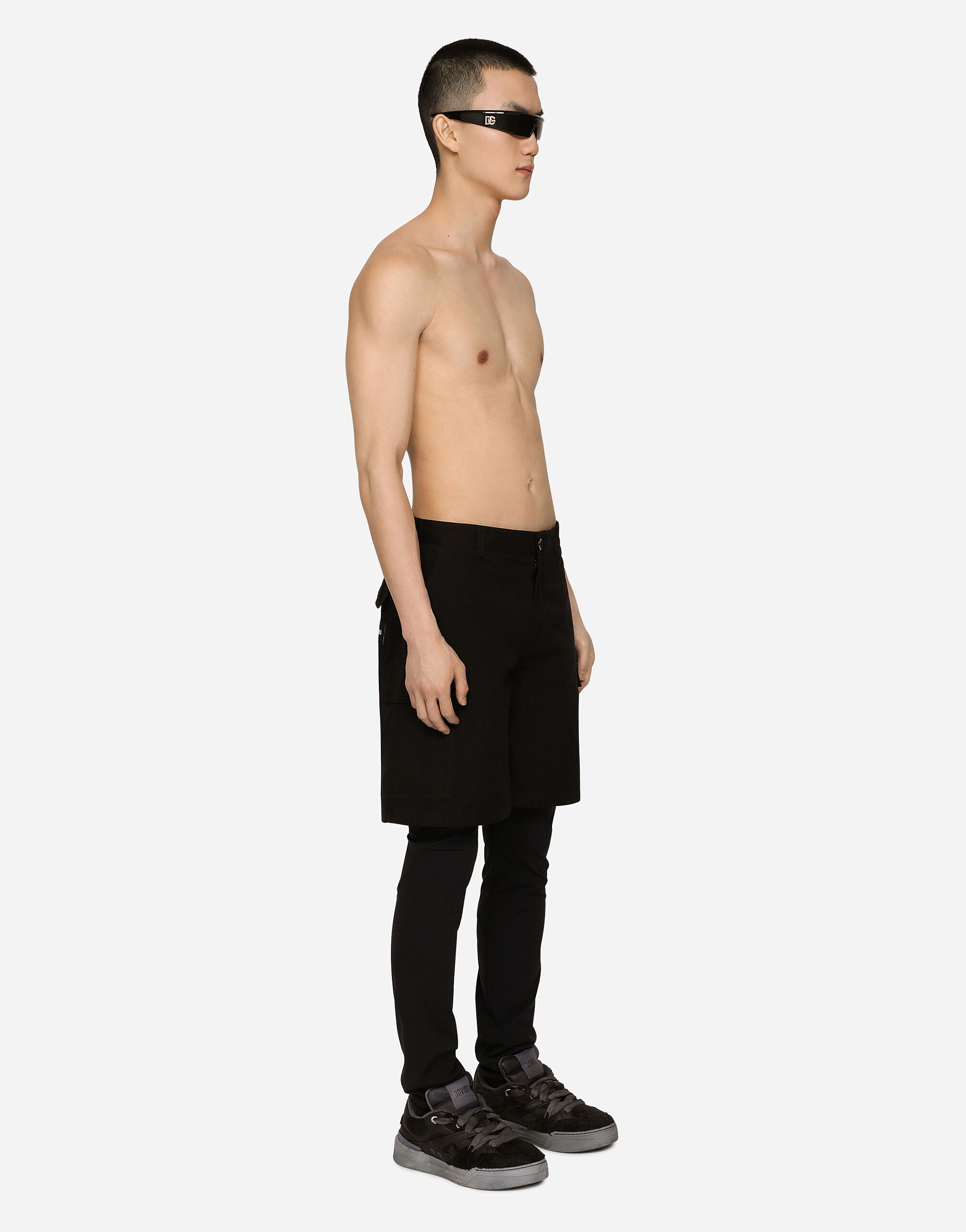 Cotton faille cargo shorts with DGVIB3 patch - 5