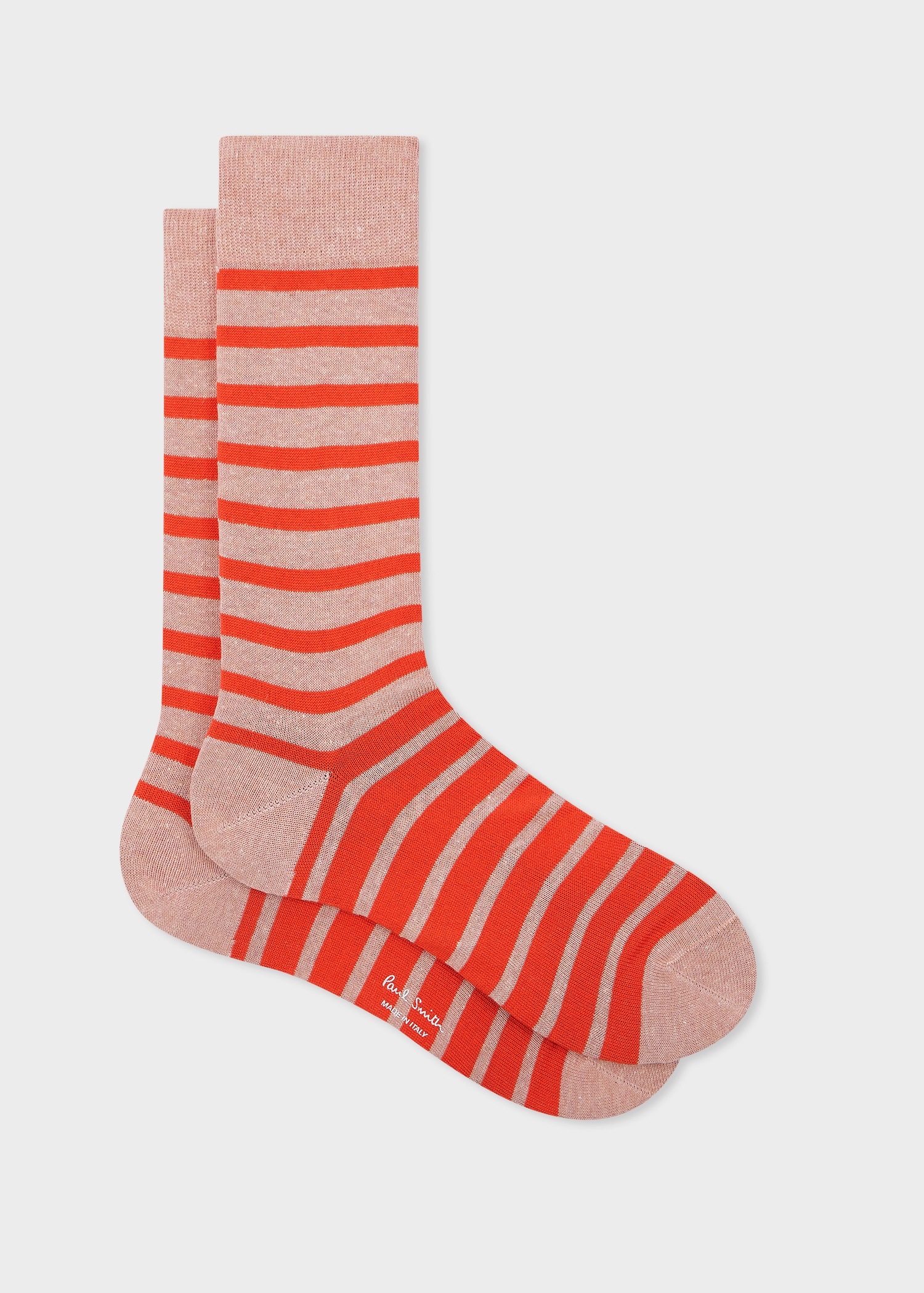 Light Pink Cotton-Blend Stripe Socks - 1