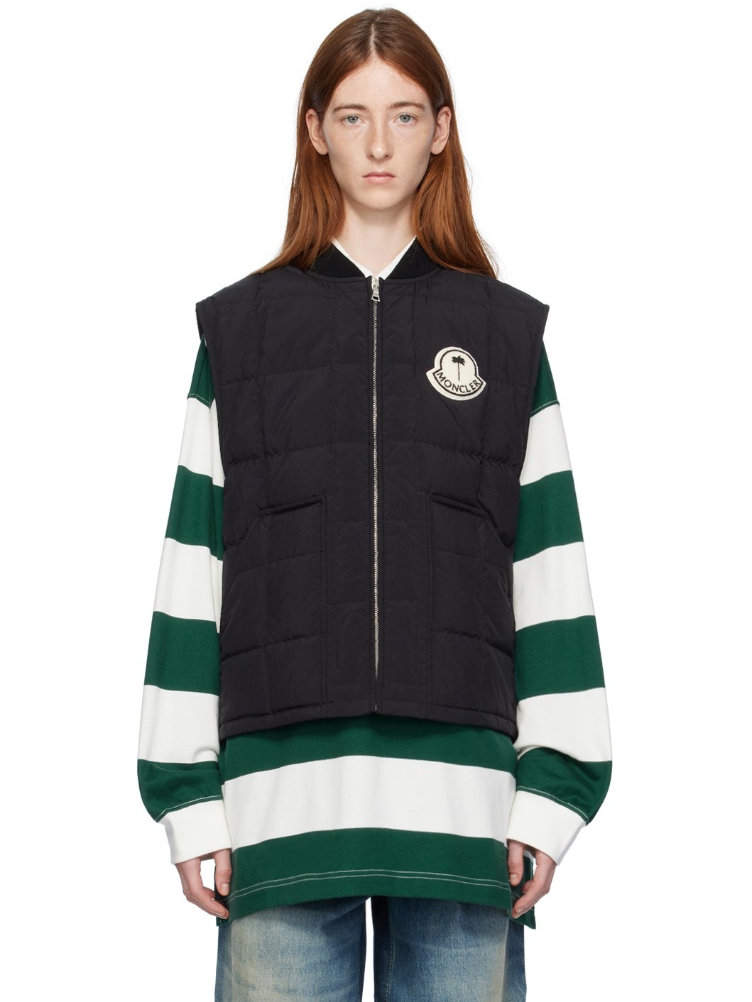 Moncler x Palm Angels Black Pinwheel Down Vest - 1