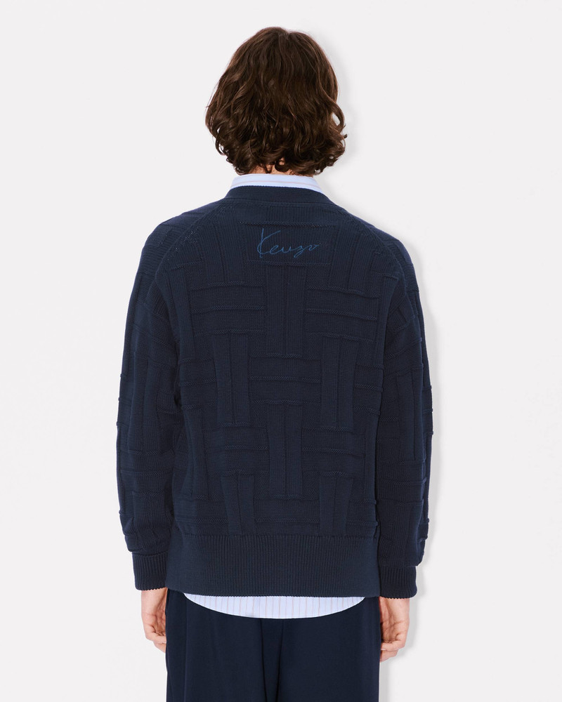 'KENZO Weave' embroidered cardigan in cotton 4