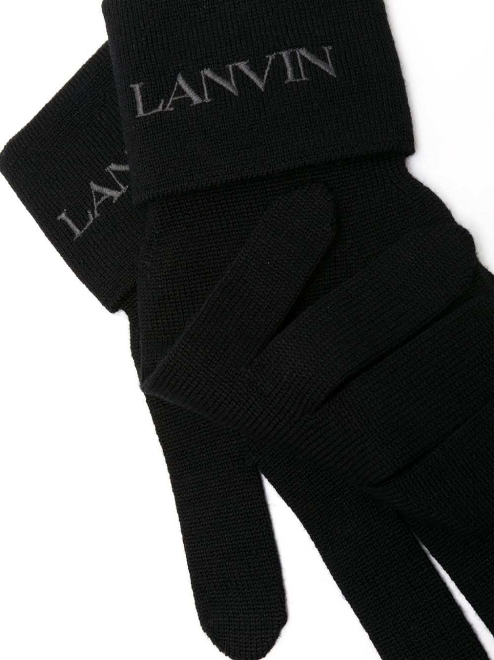 logo-embroidered ribbed-knit gloves - 2