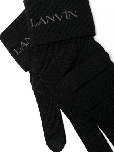 Lanvin logo-embroidered ribbed-knit gloves outlook