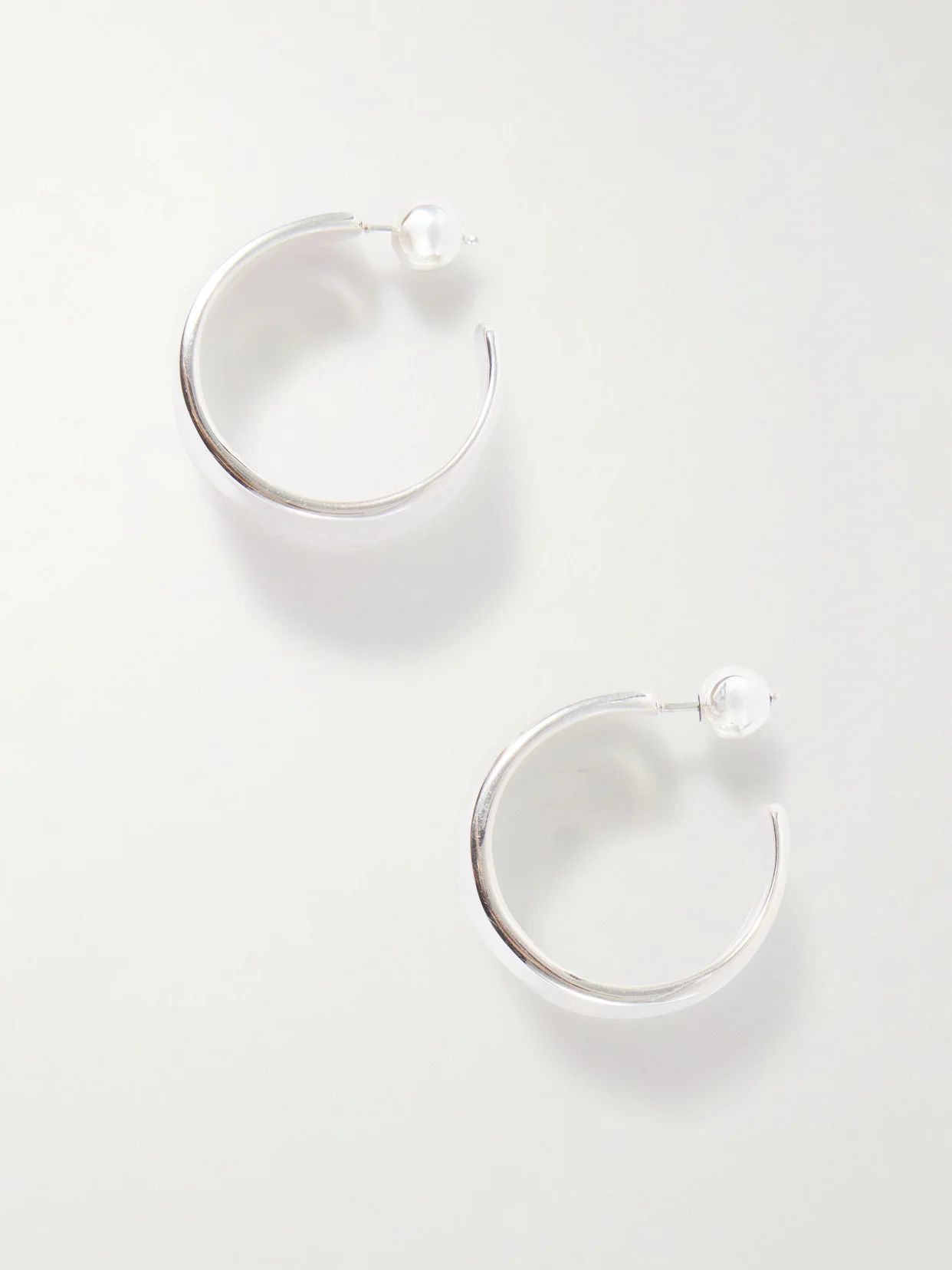 Large Wave Sterling Silver Hoop Earrings - 1