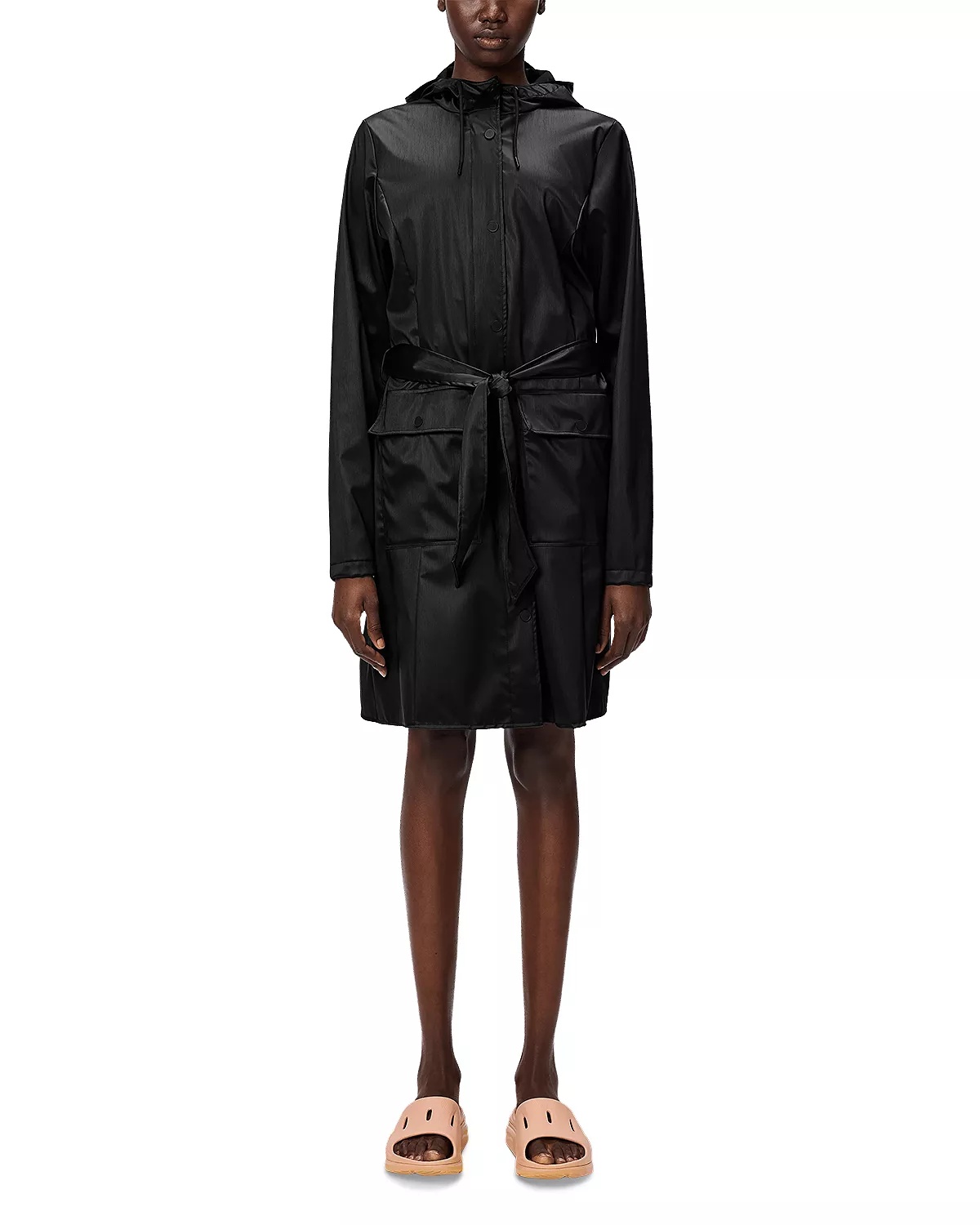 Curve Hooded Belted Waterproof Jacket - 8