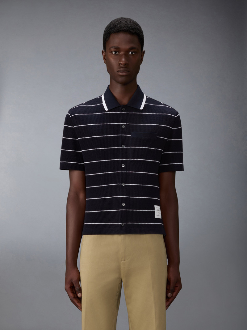 Thom Browne STRIPE WAFFLE SHORT SLEEVE SHIRT outlook