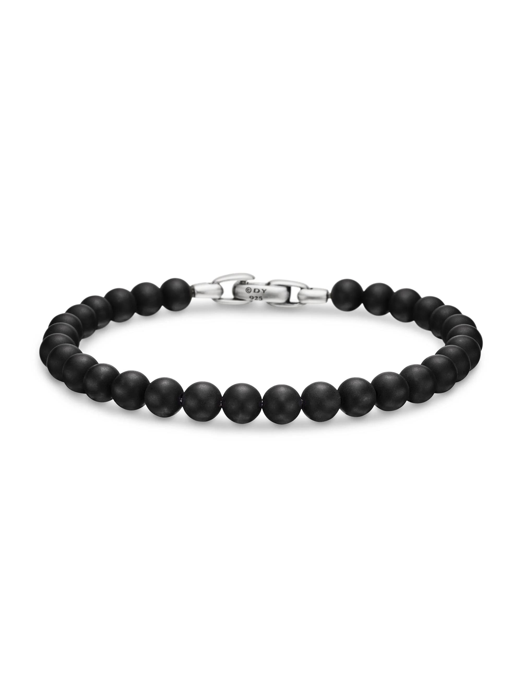Men's Spiritual Beads Bracelet in Sterling Silver - Black Onyx - 1