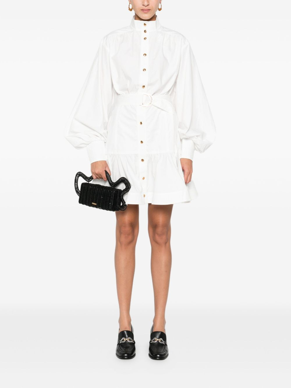 belted button-front mini dress - 2