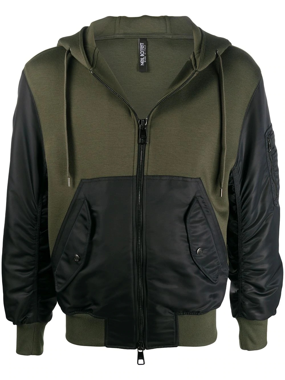 two-tone panelled hooded jacket - 1