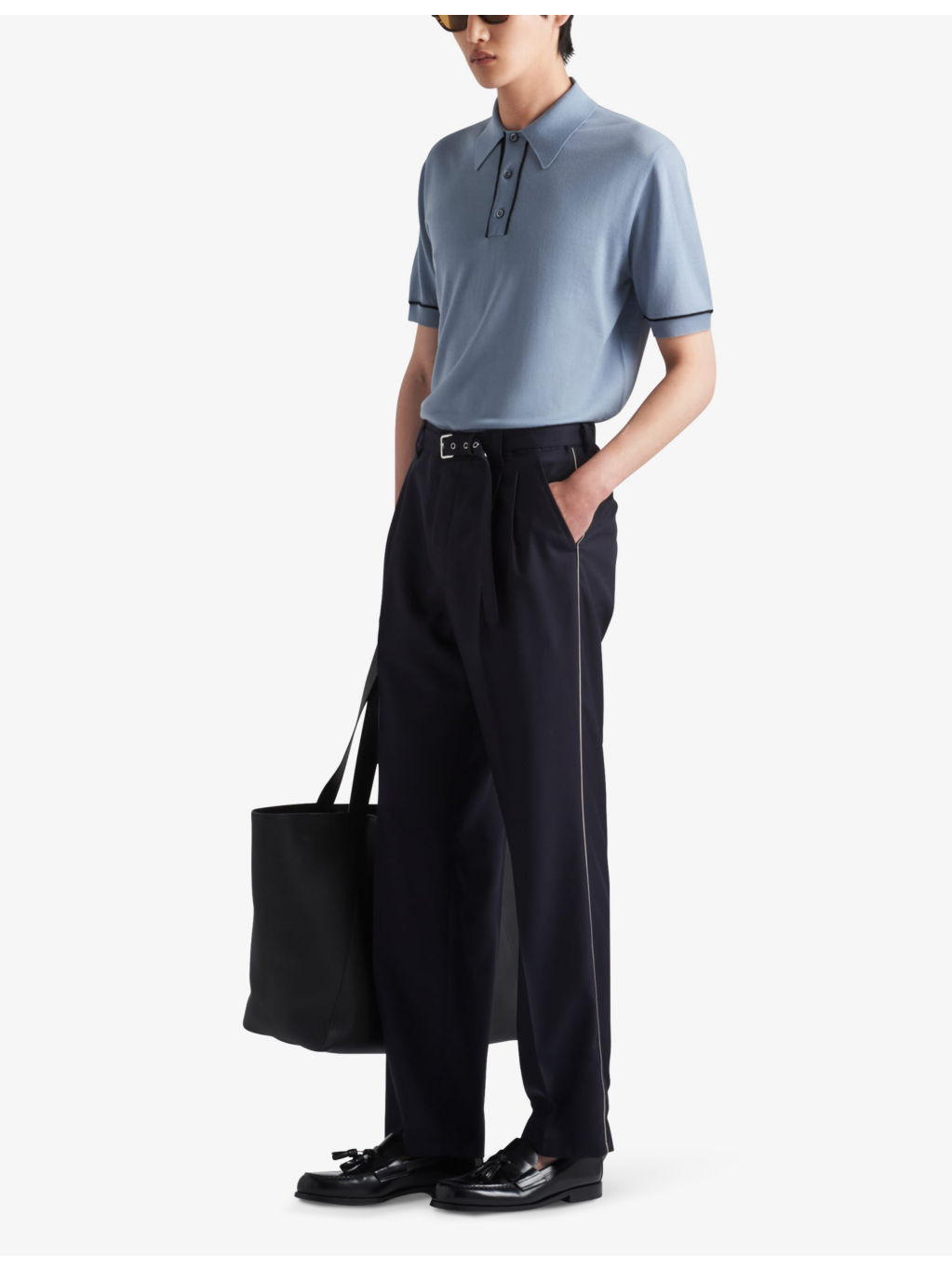 Contrast-piping regular-fit wool polo shirt - 2