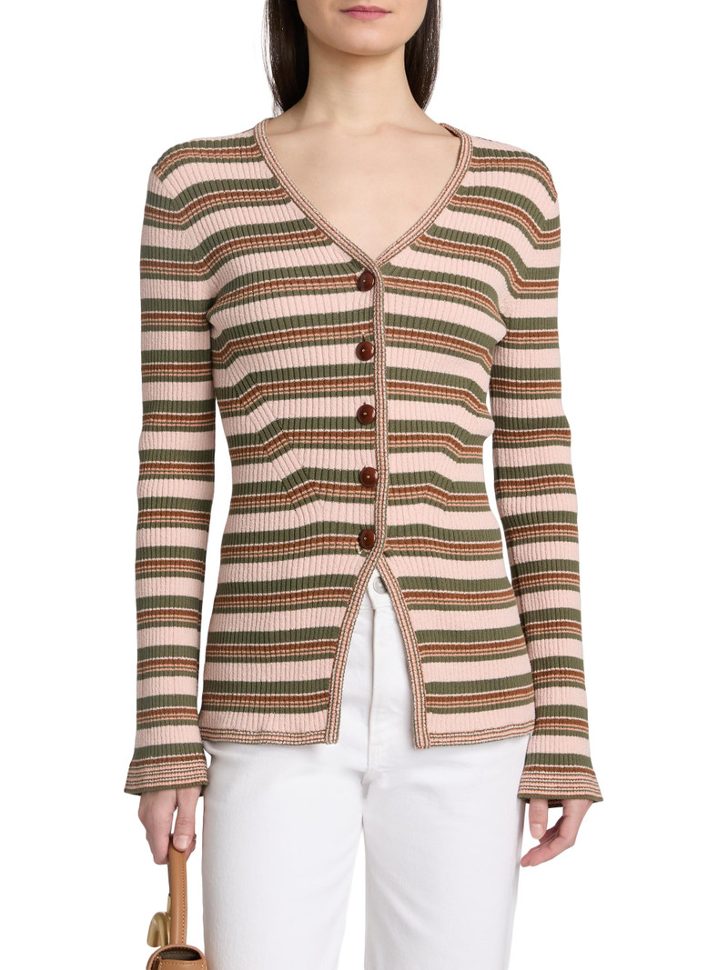 Women's Grazia Stripe Cardigan - Pink Shell Stone Army 3
