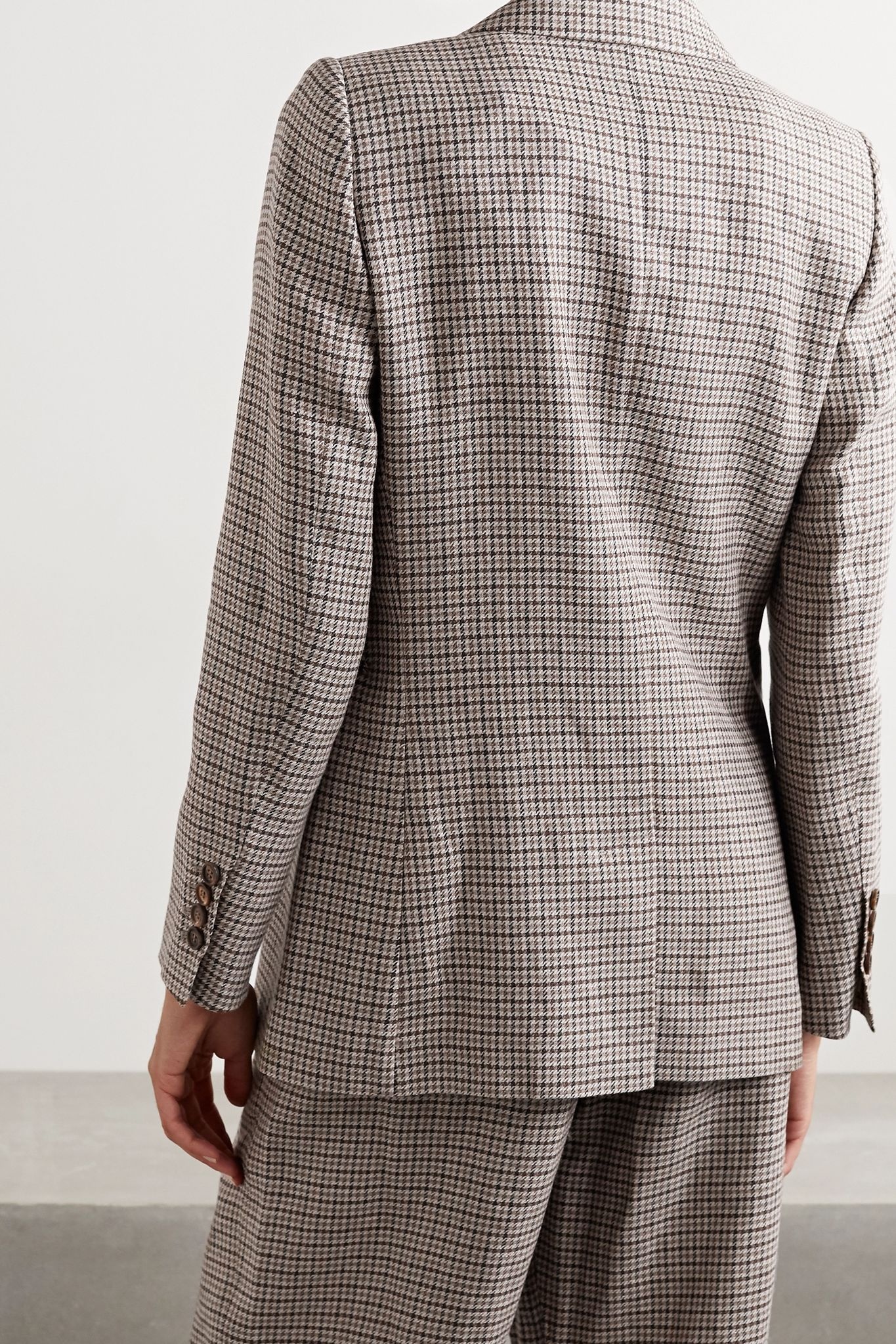 Houndstooth linen, wool and silk-blend blazer - 4