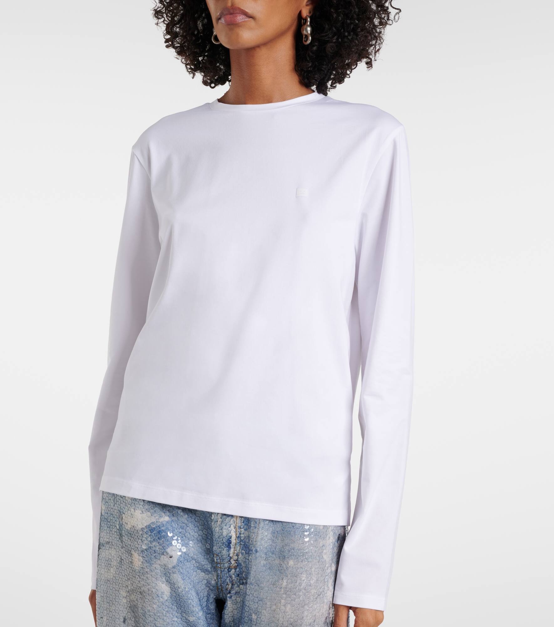 Face cotton-blend jersey top - 7