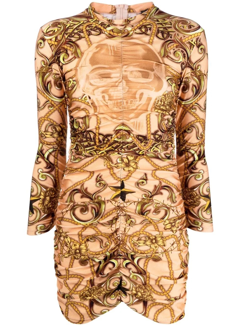 baroque-print bodycon dress - 1