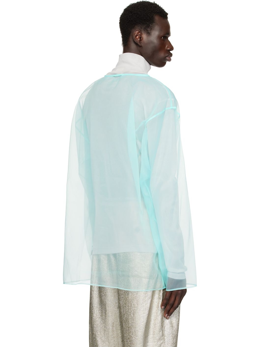 Blue Sheer Crew Neck Top - 3