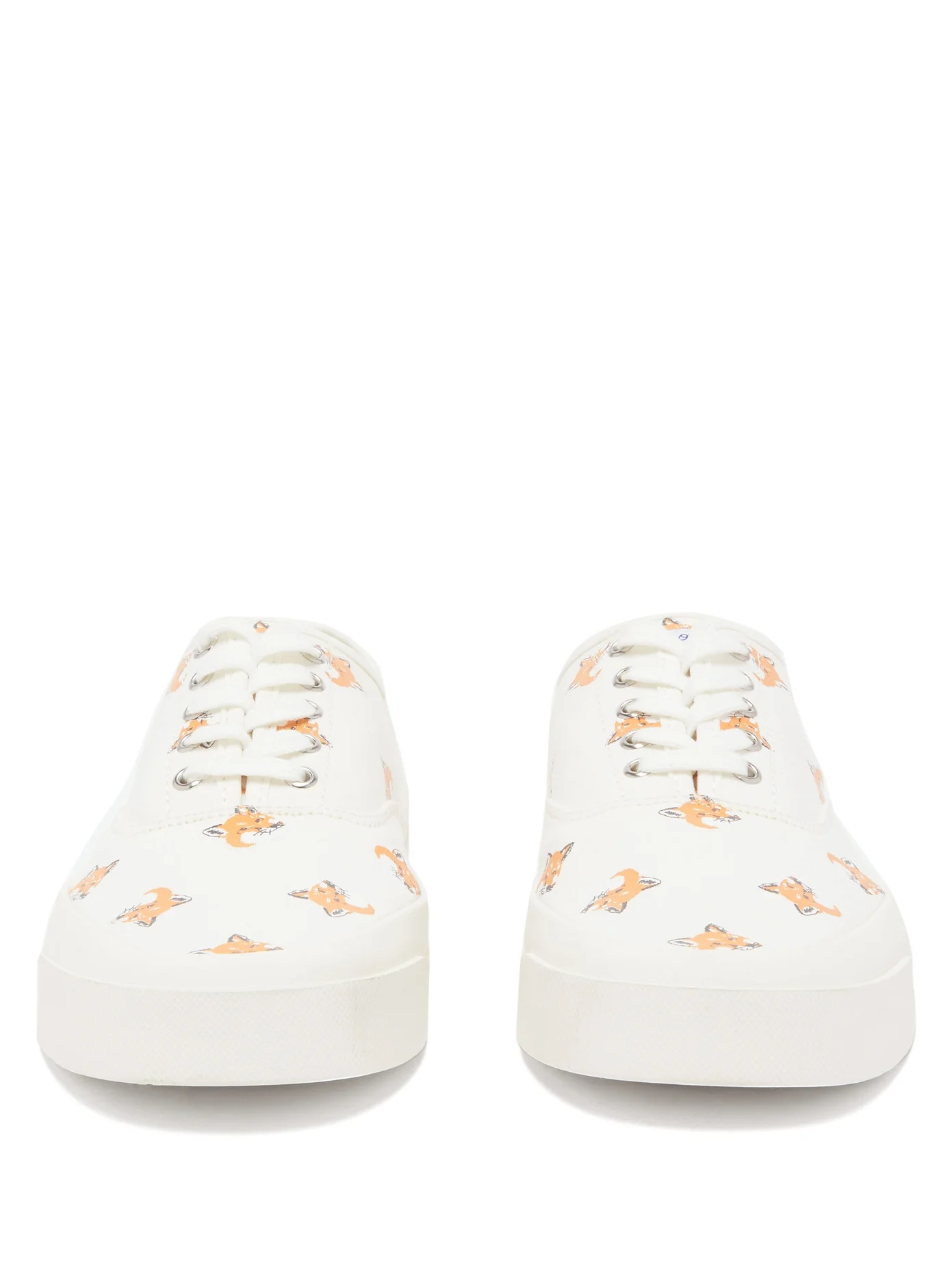 Fox Head-print cotton-canvas trainers - 5