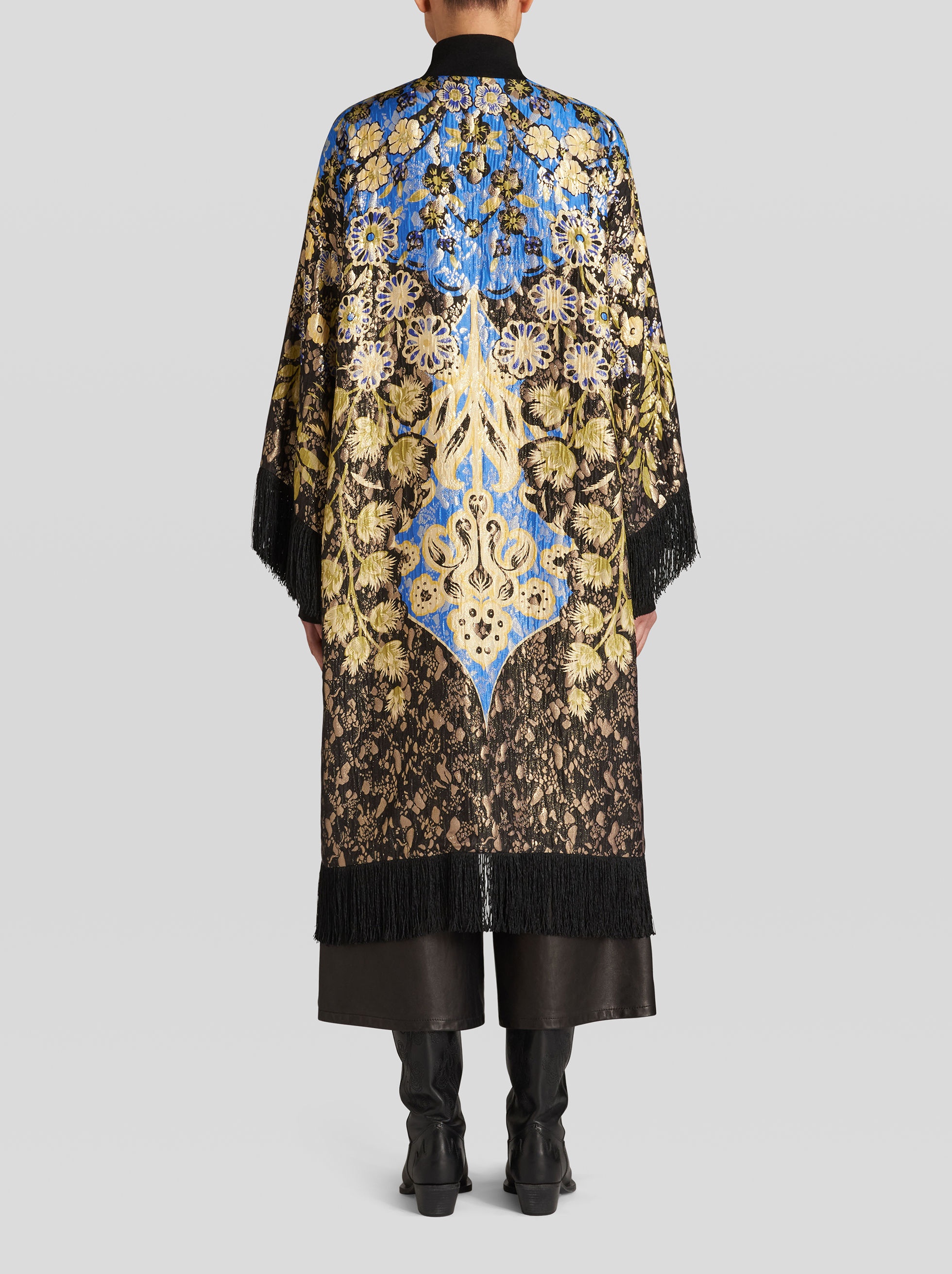 LONG PONCHO WITH FLORAL PRINT - 4