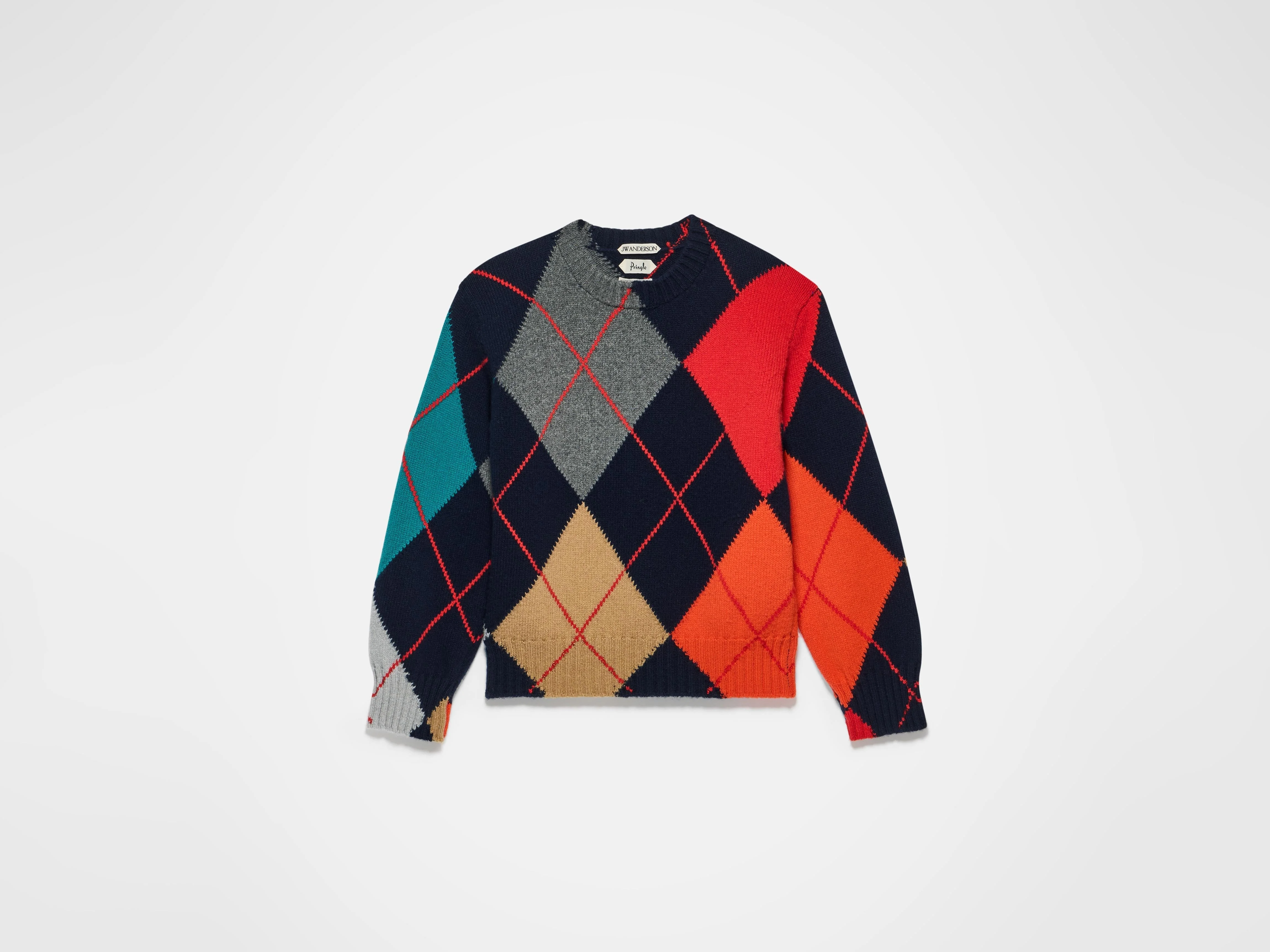 WOMENS JW ANDERSON X PRINGLE ARGYLE CREWNECK JUMPER IN NAVY - 1