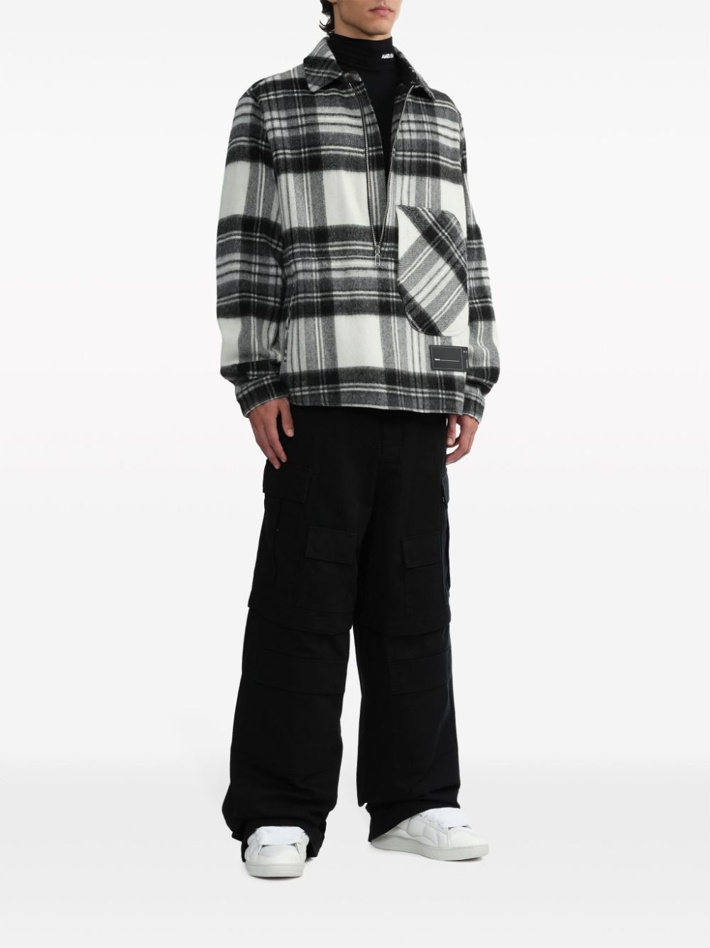 half-zip plaid wool shirt - 4