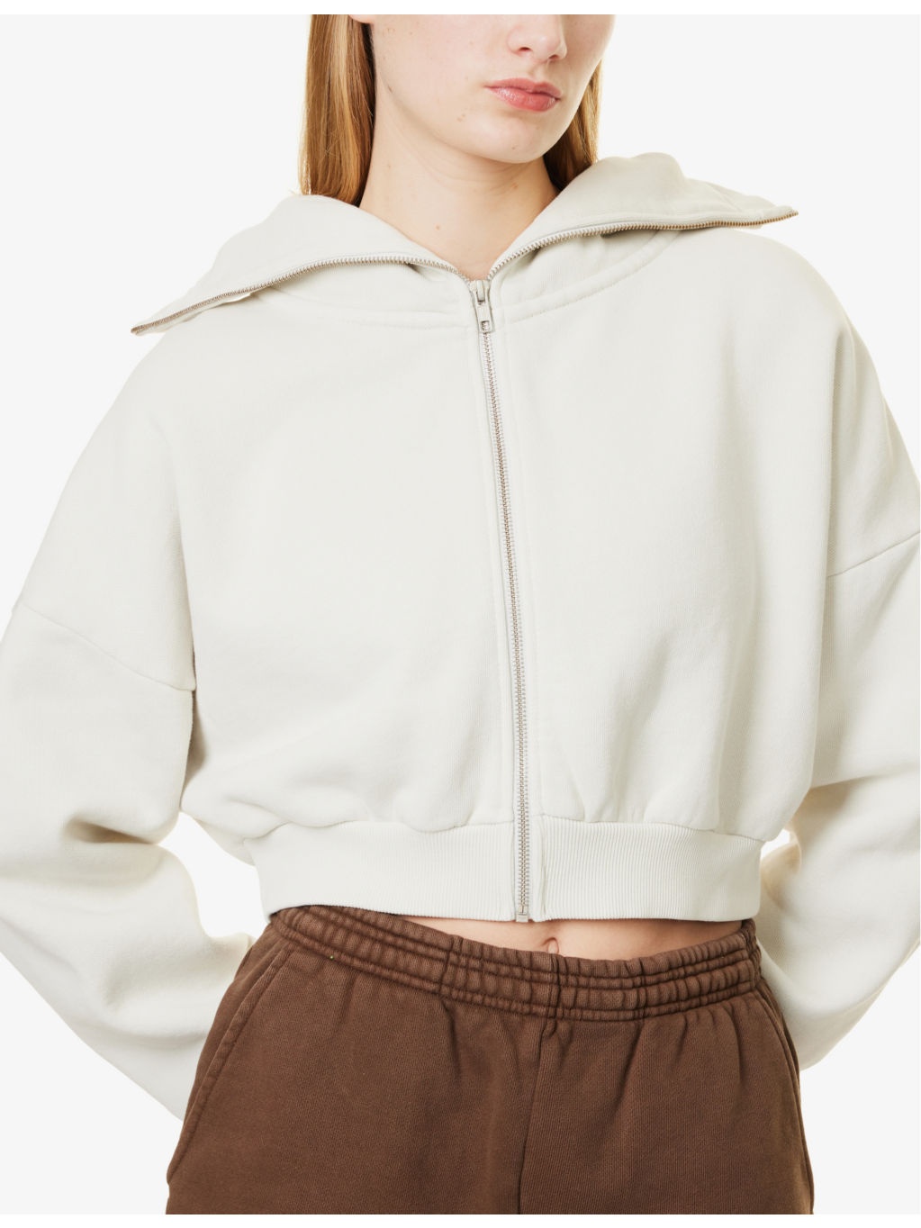 Cropped Dropped-Shoulders Cotton-Jersey Hoody - 5