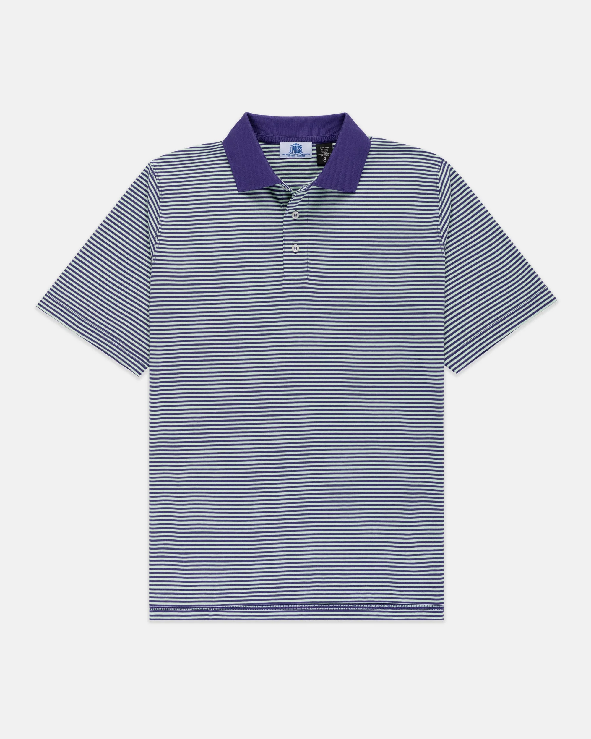 PURPLE & GREEN COTTON JERSEY STRIPE POLO - CLASSIC FIT - 1
