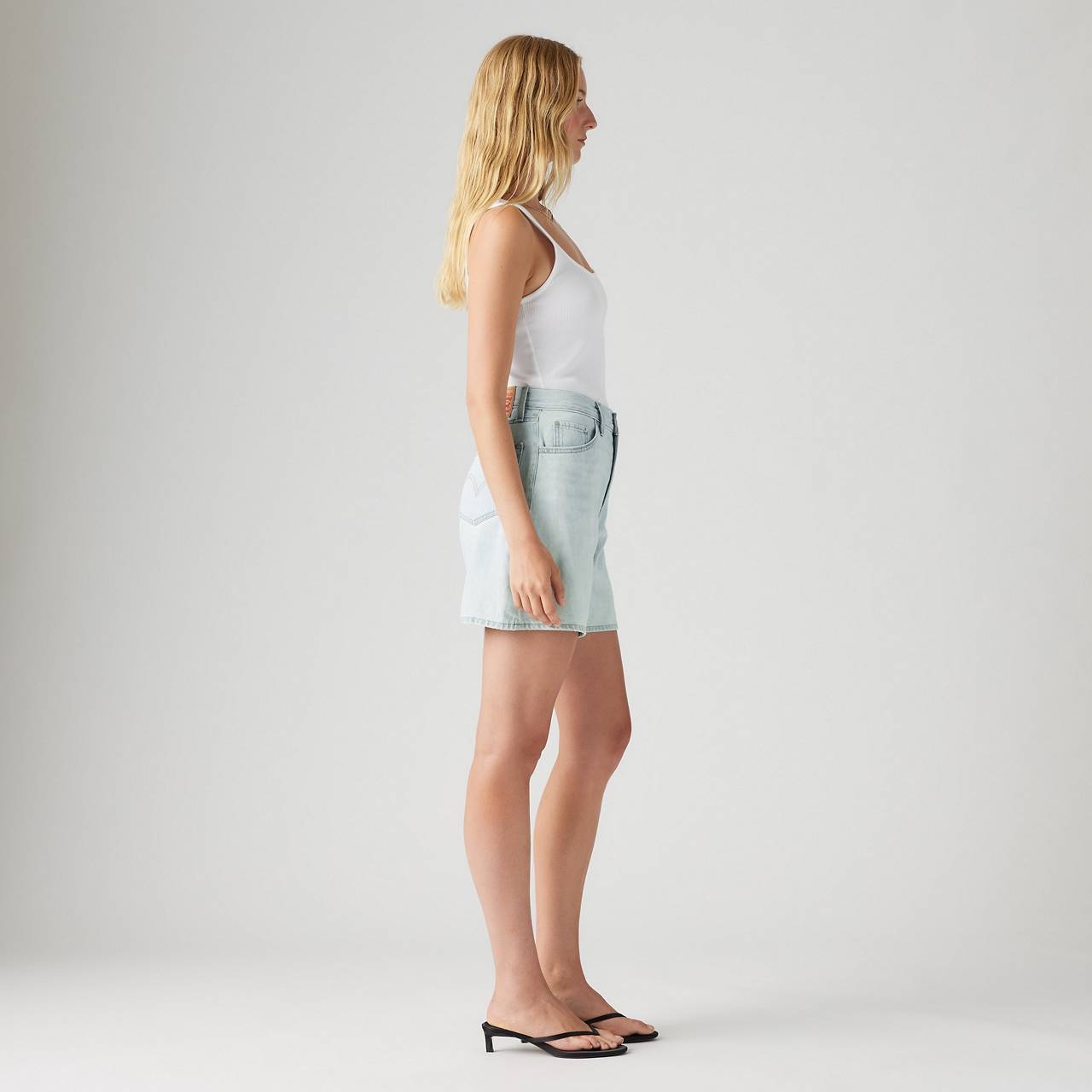 HIGH RISE BAGGY LINEN+ DENIM LIGHTWEIGHT WOMEN'S SHORTS - 5