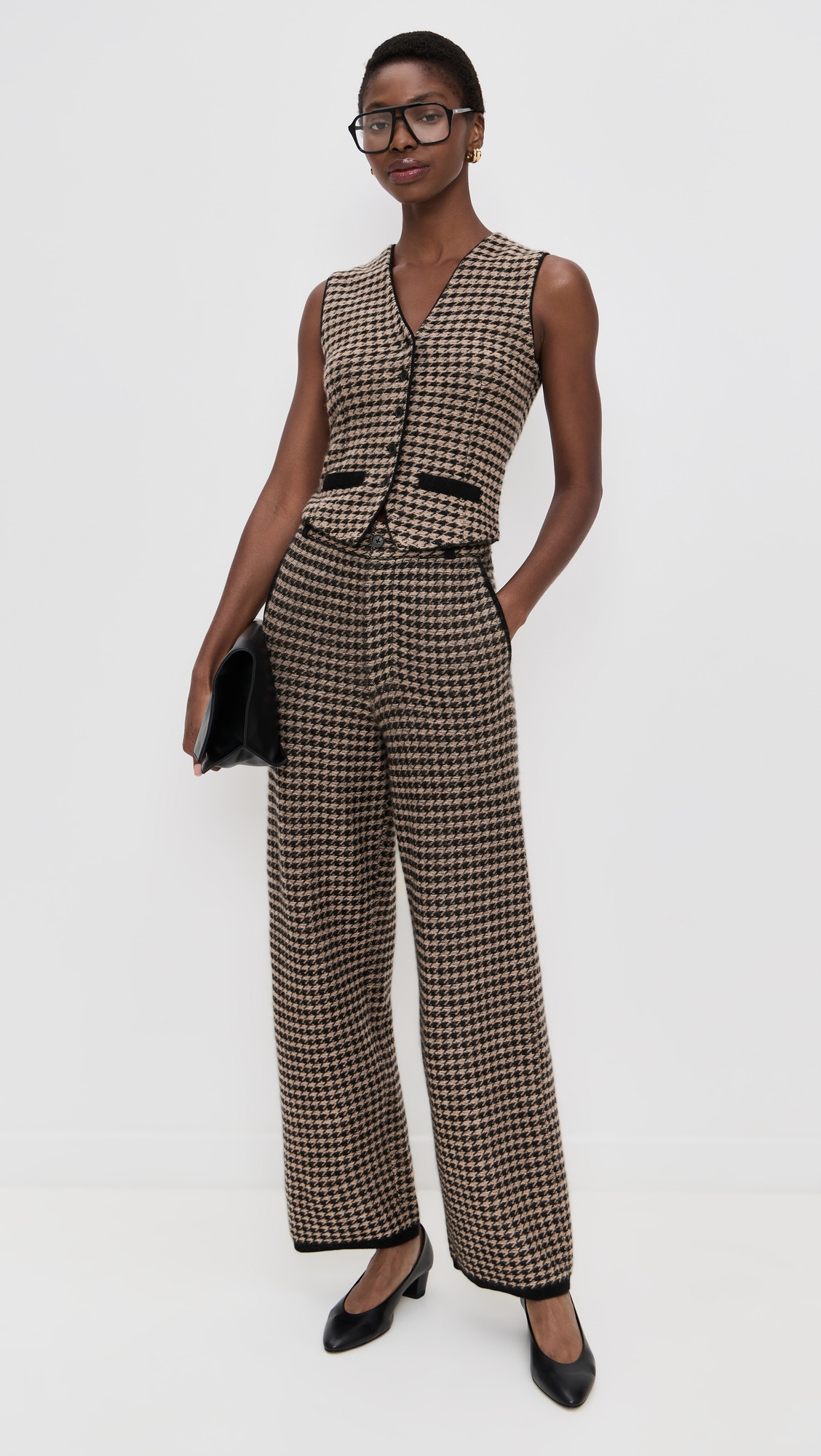 Cashmere Houndstooth Tailored Trousers - 4