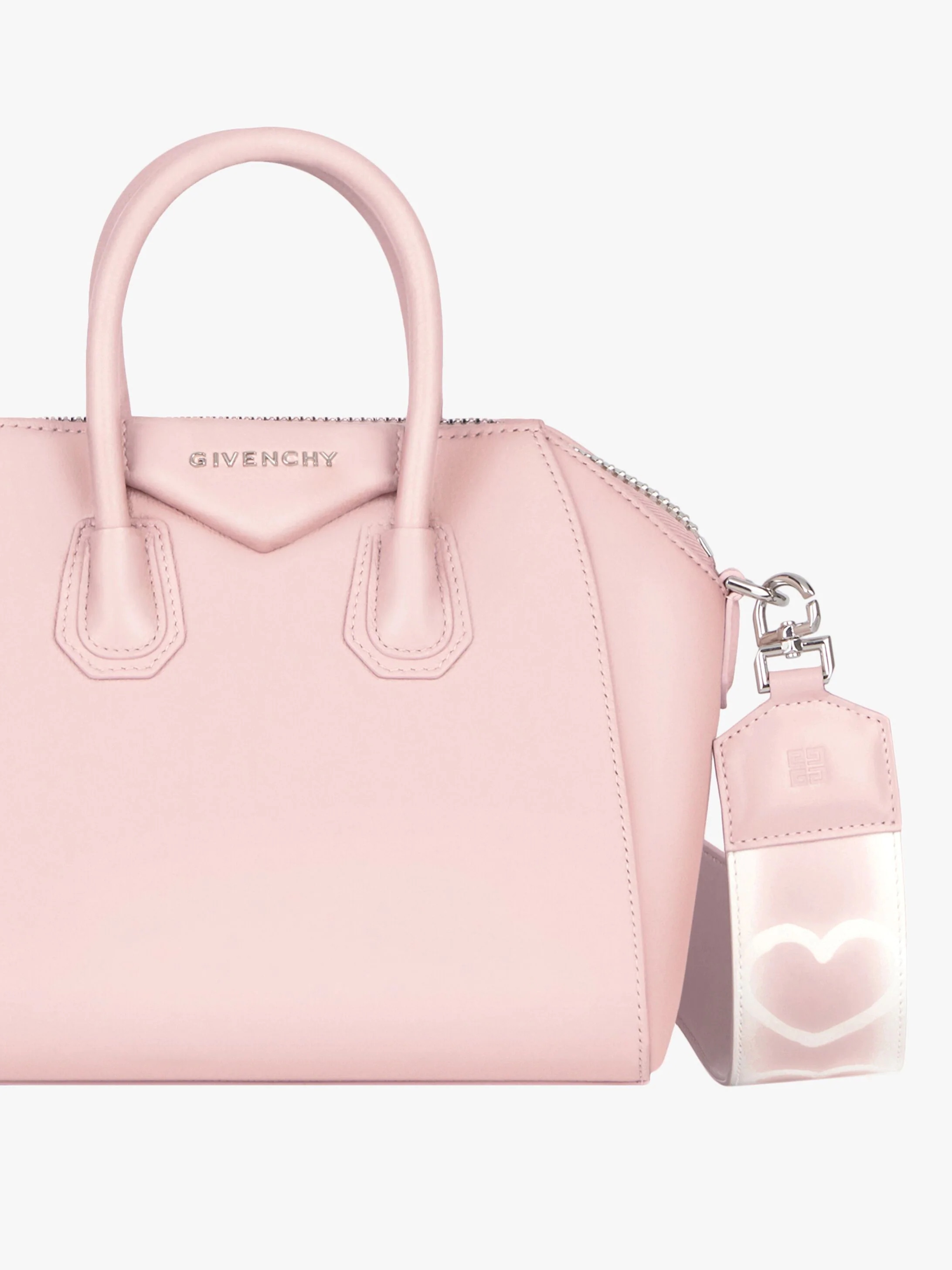 SMALL ANTIGONA BAG IN LEATHER WITH TAG EFFECT HEART PRINT - 7